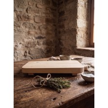 Nest Woodtr Ham Doğal Ahşap Sunum Tahtası 30X20CM Dekoratif Tepsi Ahşap Ayaklı Sunumluk