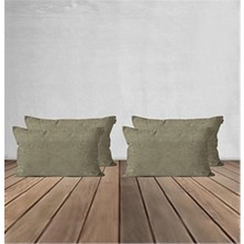 Goccia Home 4'lü Kırlent Kılıfı Dekoratif Bohem Soft Koltuk Sırt Hediyelik Punch Yapılabilir Haki Yeşil