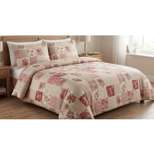 Maki Home Battal Boy 240X220 Pamuklu Patchwork Gül Desenli Nevresim Seti - Country Tarz Kırkyama Model