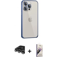 Marsilyan™- iPhone 15 Pro Max Kılıf Eksen Form Serisi - Siyah Bilvis 3D Mat Cam Ekran Koruyucu + Raze Metal Kamera Lens - Gs
