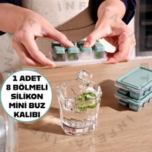 İnfeta 1 Adet Kapaklı Baş Parmak Silikon Buz Kalıbı Yapışmaz 8 Bölmeli Buz Küpü Kabı Kolay Kullanım