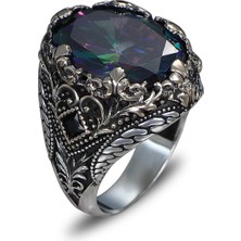 Mirari Jewelry Mistik Topaz Taşlı Erkek Yüzük Vintage Tasarım | Premium 0,40 Mikron Gümüş Kaplama