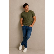 Le Touche Erkek Slim Fit Dar Kesim Likralı Vücuda Oturan Yumuşak Dokulu Bisiklet Yaka Tişört