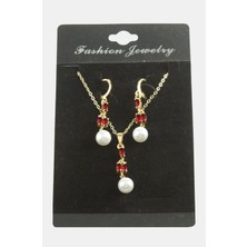 Zero Land Ilkeshop Çiçek Inci Zirkon Taşlı Set Kolye-Gümüş Rengi