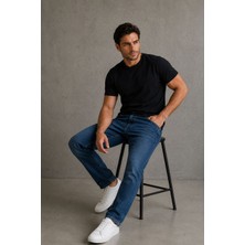 Le Touche Erkek Slim Fit Dar Kesim Likralı Vücuda Oturan Yumuşak Dokulu Bisiklet Yaka Tişört