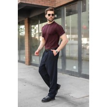 Madmext Mürdüm Bisiklet Yaka Regular Fit Triko Erkek Tişört E7487