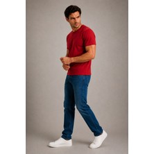 Le Touche Erkek Slim Fit Dar Kesim Likralı Vücuda Oturan Yumuşak Dokulu Bisiklet Yaka Tişört
