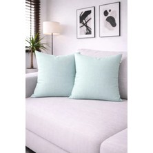 Goccia Home 4'lü Kırlent Kılıfı Keten Görünümlü Soft Koltuk Sırt Hediyelik Punch Yapılabilir Yesil