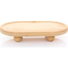 MİEN Mien Bambu Sunumluk 24X14X2,8 cm – Ayaklı Doğal Bambu Servis ve Kahvaltı Tabağı