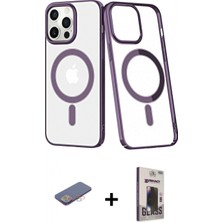 Marsilyan™- iPhone 13 Pro Max Kılıf Yörünge Minimal - Siyah Bilvis Hayalet Cam Ekran Koruyucu + Renkli Kamera Lens Koruma Cam - Pe