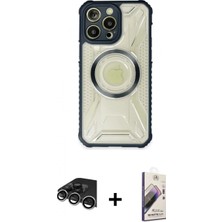 Marsilyan™- iPhone 14 Pro Max Kılıf Kutup Modern - Siyah Bilvis 3D Mat Cam Ekran Koruyucu + Raze Metal Kamera Lens - Gs