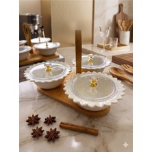 Lumindra Bambu Standlı 3'lü Papatya Lüx Sunumluk & Çerezlik