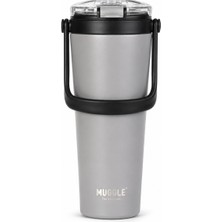Muggle 700 ml SSM-120 Paslanmaz Çelik Termos Bardak Kulplu Pipetli Soğuk Sıcak Içecek