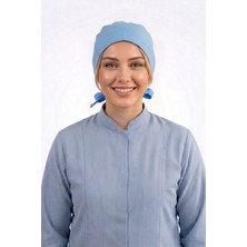 Nur Medikal Giyim Alaska Mavisi Düz Tesettür Doktor Hemşire Aşçı Cerrahi Saç Bonesi