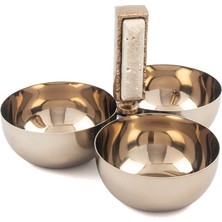 Mikasa Moor Bronz Traverten  Mermer Taşlı 3 Lü Çerezlik 21X15 cm