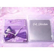 Hediye Vakti Sevgiliye Romantik Hediye Çok Güzelsin Aynalı Masaüstü Çiçek Aranjmanı - Mini Mor Buket