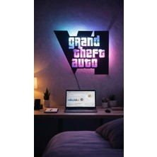 Wells Gta Vı LED Işıklı Duvar Tablosu - 60X45 cm Oyuncu Odası Dekorasyonu
