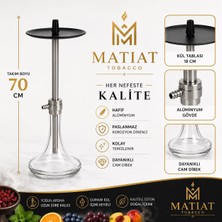 Matiat Tobacco Şeffaf Cam Nargile Takımı 70 cm Alüminyum Gövde Modern Lüx Tasarım