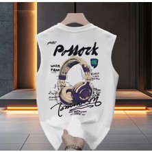 Nigrum Pardus Nıgrum Pardus Yeni Sezon Dj Kulaklık Sırt Baskılı %100 Pamuk Erkek Çocuk Kolsuz T-Shirt