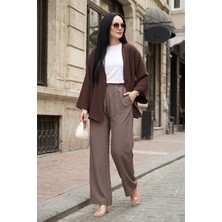 Md Beli Lastikli Cepli Tensel Pantolon Kahve