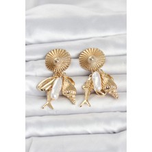 Renas Store Gold Renk Deniz Temalı Kadın Küpe