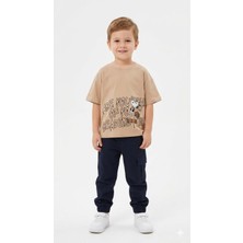 HaanBebe Erkek Çocuk Baskılı T-Shirt ve Lastikli Kargo Pantolon Ikili Takım