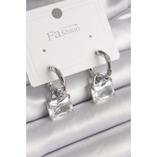 Renas Store Pirinç Gümüş Renk Sallantı Zirkon Taşlı Çanta Model Kadın Küpe