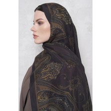 Acı Kahve Ed Scarf Riseon Desen Floş Viskon Şal