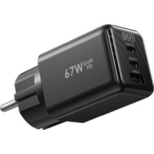Qcy 67W 3 Portlu Gan Hızlı Şarj Adaptörü  - 2x Type-C + 1x Usb-A Şarj Cihazı