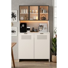 Avmpark Marin Kahve Köşesi 110 cm Panjur Kapaklı ( 90 cm ve 104 cm Petekler Için ) Petek Üstü Cam Kapaklı LED Işıklı
