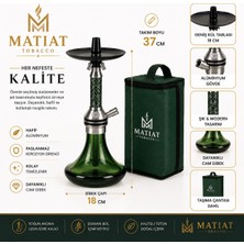 Matiat Tobacco Mini Nargile Takımı Yeşil Cam Lüx Tasarım Çantalı 37 cm Alüminyum Gövde