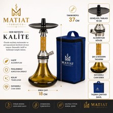 Matiat Tobacco Mini Nargile Takımı Yeşil Cam Lüx Tasarım Çantalı 37 cm Alüminyum Gövde