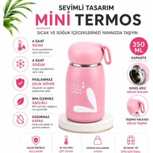 Çocuk Sıcak Su Taşıma Termos Çift Duvarlı Paslanmaz Çelik, Bpa’sız, Sızdırmaz Kapak 320 ml Pembe