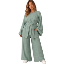 Müslin %100 Pamuk Kimono & Pantolon 2 Li Takım