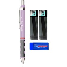 Rotring Tikky Mor 0.7 mm Versatil Kalem Seti – 2 Adet 0.7 2b Uç + Dust-Free Sınav Silgisi