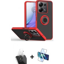 Marsilyan™- Redmi Note 13 Pro 4g Kılıf Yörünge Çizgi - Siyah 3D Antistatik Cam Ekran Koruyucu + Kamera Lens Koruma Cam - Sf
