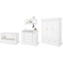 Hernest Modern Bebek Odası Seti - Bebek Beşiği, 3 Kapaklı Dolap ve Fonksiyonel Şifonyer Takımı