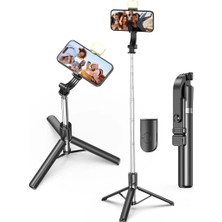 Genz Bilişim Kumandalı Işıklı Ayaklı Tripod ve Selfie Çubuğu ve Telefon Tutucu 30CM Ila 170CM Max Siyah