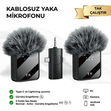 Genz Bilişim Kablosuz Yaka Mikrofonu Tip-C Android Kamera IPhone Stüdyo Mikrofonu Için Ses Video Canlı Yayın Siyah