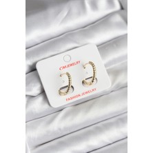 Renas Store 14K Gold Renk Kaplama Burgu Halka cm Kadın Küpe