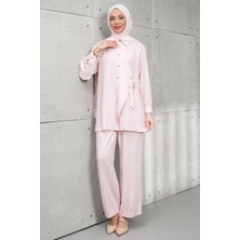 İmaj Butik Pudra Düğmeli Tunik Pantolonlu Takım