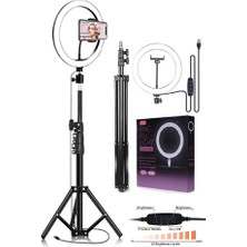 10 Inç Ring Light 5500K Youtuber LED Işıklı 2.1 Metre Tripod Selfie Makyaj Işığı