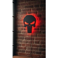 Wells Punisher Skull - Özel Seri Lazer Kesim Rgb LED Işıklı Ahşap Duvar Tablosu (70X55 Cm) ₺ 1,099.00