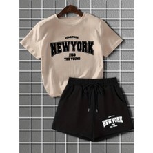 Nigrum Pardus Nıgrum Pardus Yeni Sezon New York Baskılı %100 Pamuk Erkek Çocuk T-Shirt Şort Takım