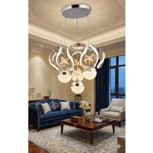 Gusto Lighting Stella 4 Top Krom LED Sarkıt Avize,3 Renk Yanabilen Modern Avize,salon LED Avize