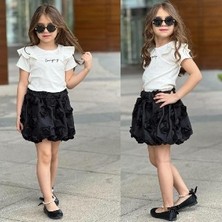 Lolipop Kids Store Kız Çocuk Fırfırlı Tişört Çiçekli Balon Etek Alt Üst Takım