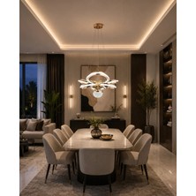 Gusto Lighting Efruz LED Gold Sarkıt Avize,3 Renk Yanabilen Modern Avize,salon LED Avize