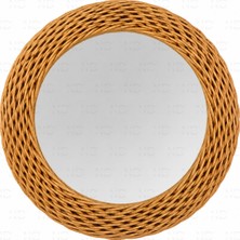 Naturel Dekor Rattan Tasarım Örme Yuvarlak Dekoratif Ayna 40 Cm, Bohem, Iskandinav, Modern, Hasır, Bambu