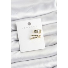 Renas Store Gold Renk Zirkon Taşlı Pirinç Kıkırdak Küpe