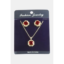 Zero Land Ilkeshop Kare Zirkon Taşlı Set Kolye-Yeşil